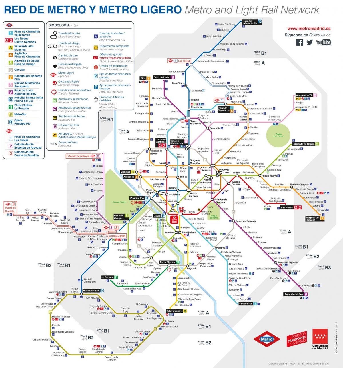 نقشه حمل و نقل عمومی مادرید
