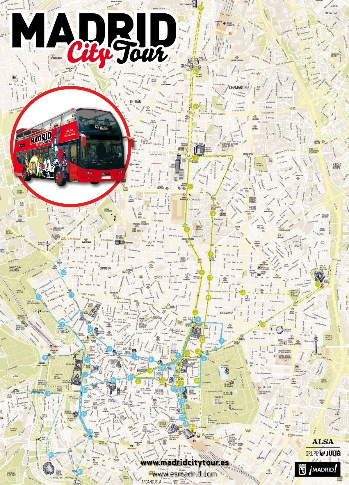 شهر مادرید, اتوبوس, تور نقشه