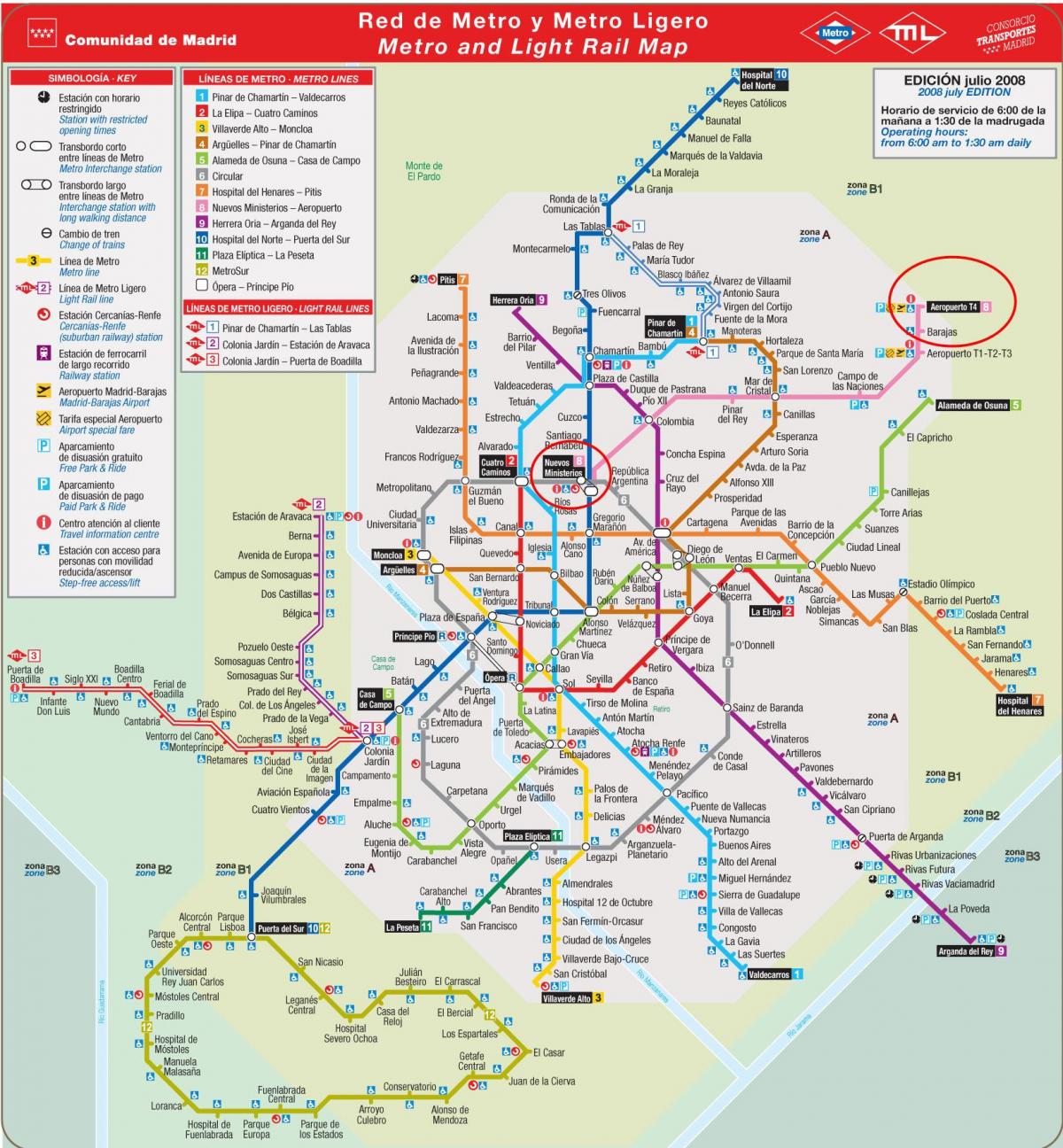 Madrid metro نقشه فرودگاه